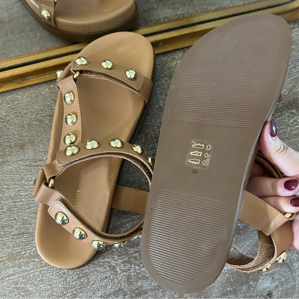 New Anthropologie Studded Leather Sport Sandals - Picture 7 of 7